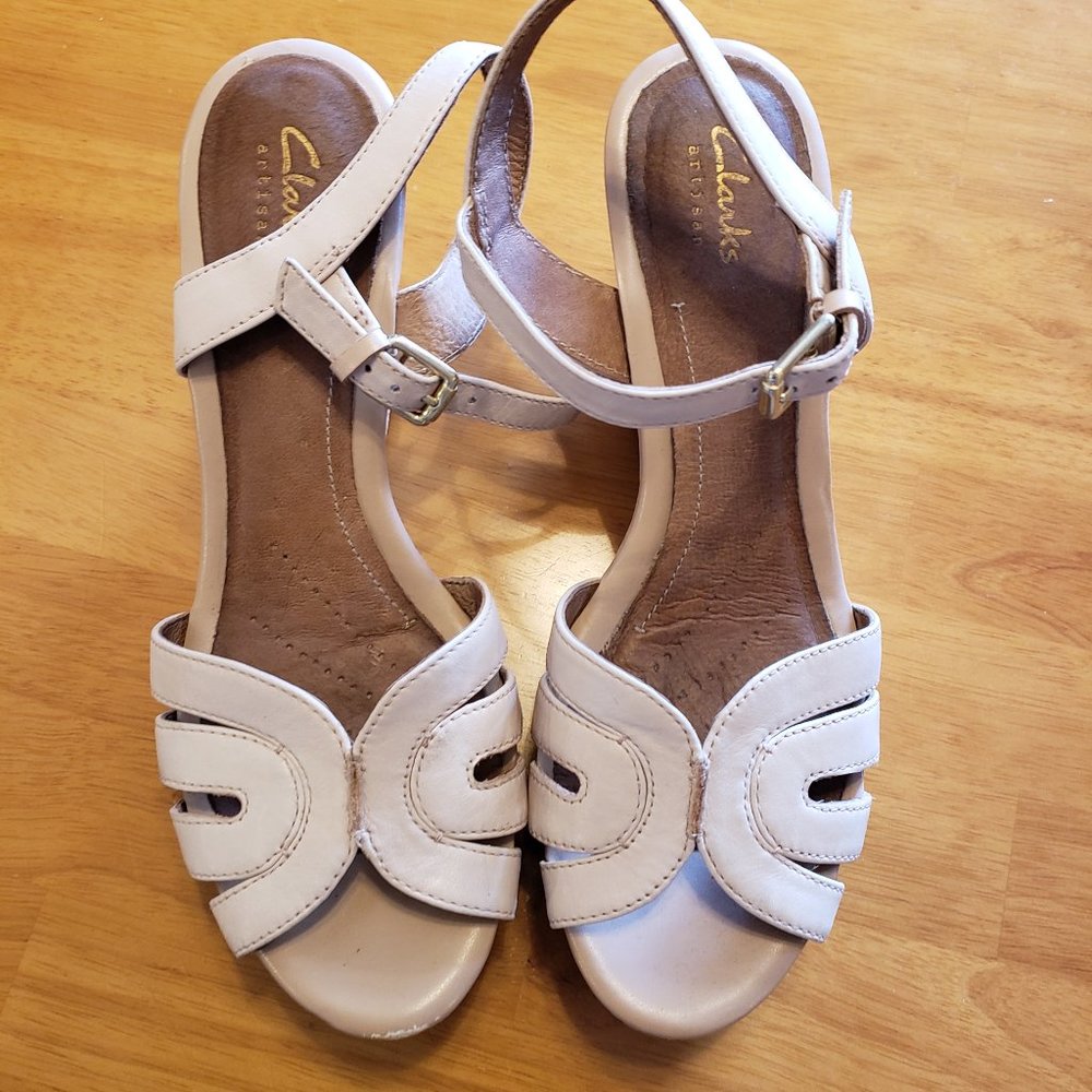 Nude and Champage Clarks Artisan Wedges